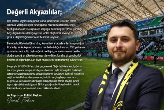 ASAKYAZISPOR BAŞKANINA GERİ DÖN ÇAĞRISI  